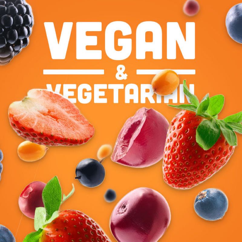 Vegan and vegetarian fresh berries and fruit
